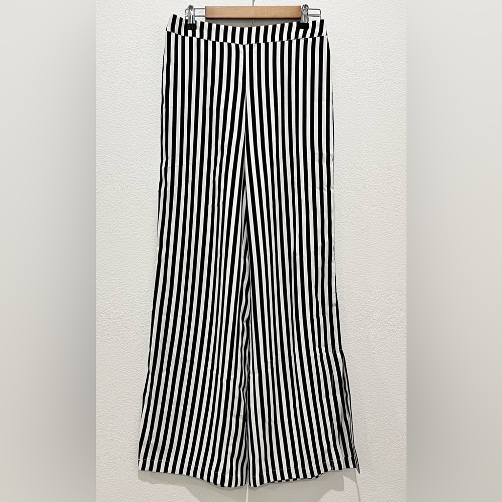 Who What Wear Black Striped Pants Ankle Slits